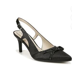 LifeStride Womens Social Scene Almond Toe Ankle Strap Slingback Heels